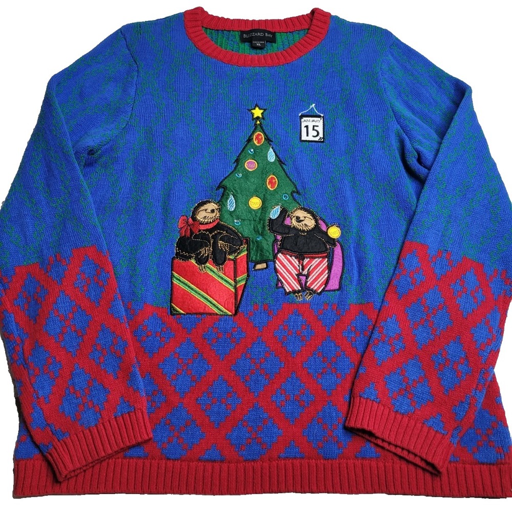 Blizzard Bay Sloth Christmas Sweater‎ Men's XL